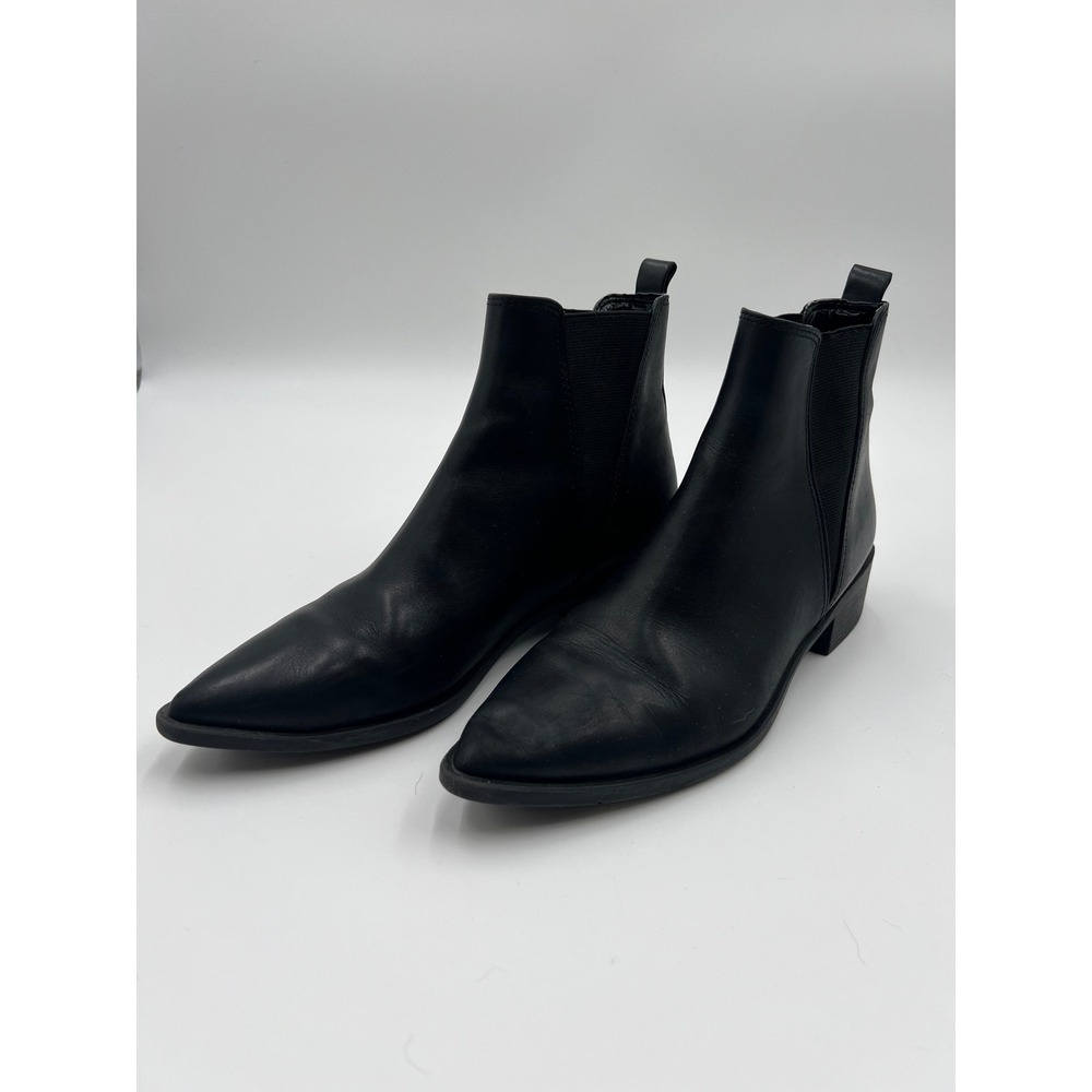 Steve Madden Jerry Black Leather Pointed Toe Chelsea Ankle Boots Womens Size 8